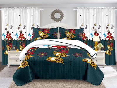 Dark Green Priscilla 5PCS Quilt Set