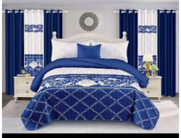 Dark Blue Priscilla 10PCS Quilt Set