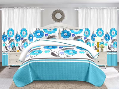 Light Blue Priscilla 5PCS Quilt Set