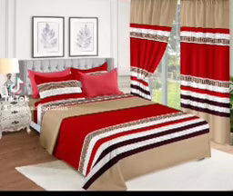 Red and Khaki Priscilla Collection 8 Pieces Sheet Set