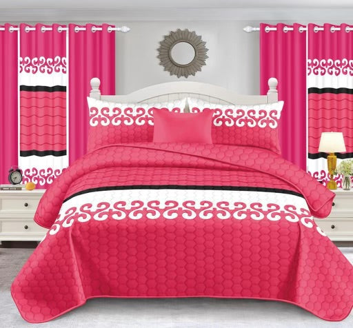 Dark Pink Priscilla 10PCS Quilt Set